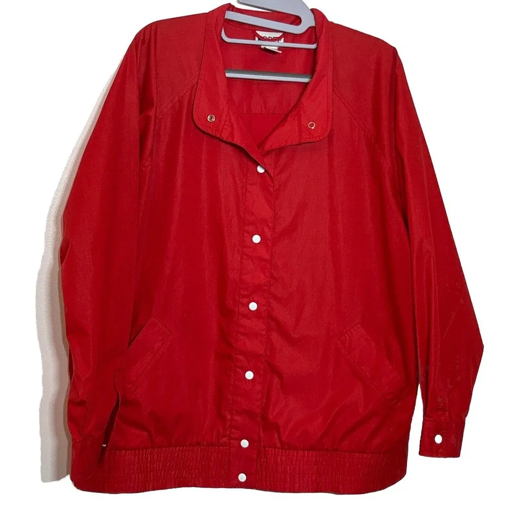 EUC Vintage Koret Womens Jacket Size XL Red Snap Front Lightweight‎ Windbreaker